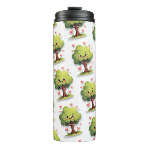 Termo Taza térmica árbol corazones rojos