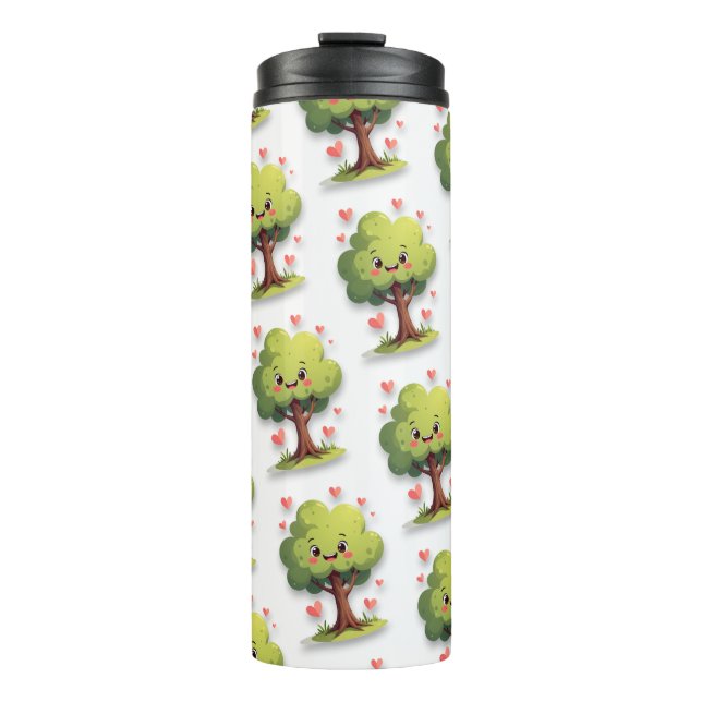 Termo Taza térmica árbol corazones rojos  (Anverso)