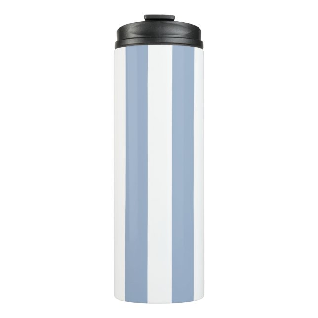Termo Taza térmica bebé azul y blanca con rayas (Anverso)