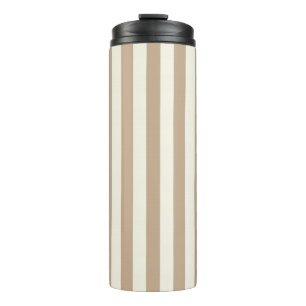 Termo Taza térmica beige y raya marrón