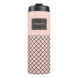 Termo Taza térmica Chic Blush y patrón negro
