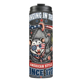 Termo Taza térmica colgante de opossum del 4 de julio