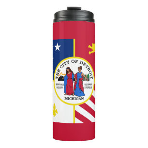 Termo Taza térmica con bandera de Detroit, Michigan