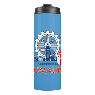 Termo Taza térmica con bandera de Milwaukee, Wisconsin