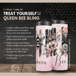 Termo Taza Térmica con Brillo de Reina Abeja