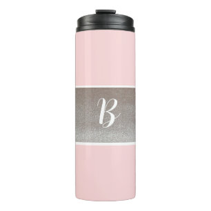Termo Taza térmica con brillo rosa y monograma 