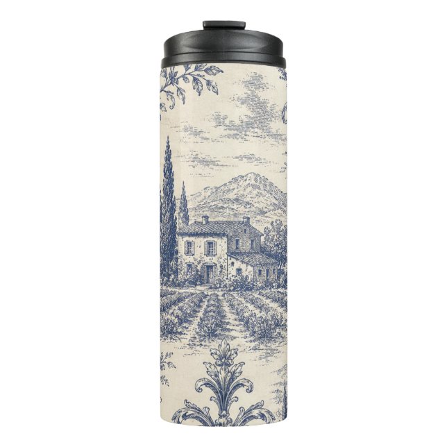 Termo taza térmica con estampado de lavanda vintage (Anverso)