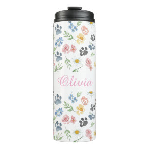 Termo Taza térmica con estampado floral de pata personal