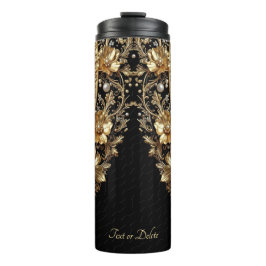 Termo Taza térmica con flores ornamentadas doradas