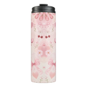 Termo Taza térmica con lazo floral rosa lindo