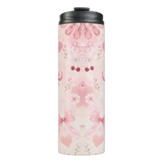 Termo Taza térmica con lazo floral rosa lindo