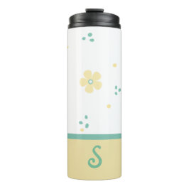 Termo Taza térmica con monograma de puntos y flores