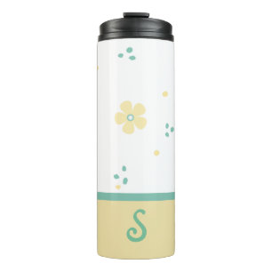 Termo Taza térmica con monograma de puntos y flores