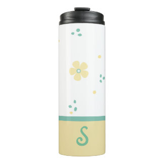 Termo Taza térmica con monograma de puntos y flores