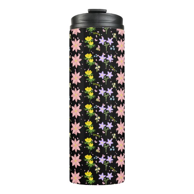 Termo Taza térmica con patrón botánico de flores silvest (Anverso)