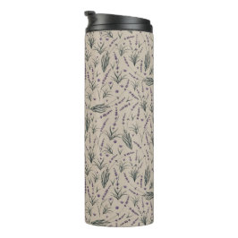 Termo Taza térmica con patrón botánico de lavanda