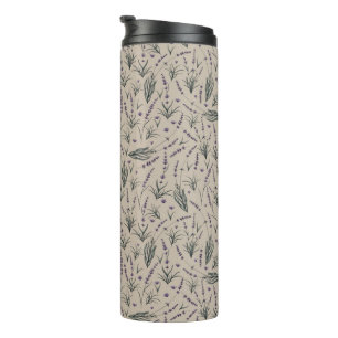 Termo Taza térmica con patrón botánico de lavanda