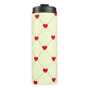 Termo Taza térmica con patrón de corazones rojos estétic