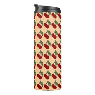 Termo Taza térmica con patrón de doble cereza vintage -