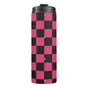 Termo Taza térmica con patrón de estrellas de cuadros ro
