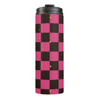 Termo Taza térmica con patrón de estrellas de cuadros ro
