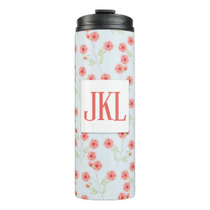 Termo Taza térmica con patrón de flores de coral