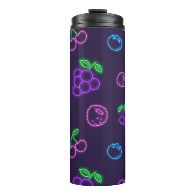 Termo Taza térmica con patrón de frutas neón (Anverso)