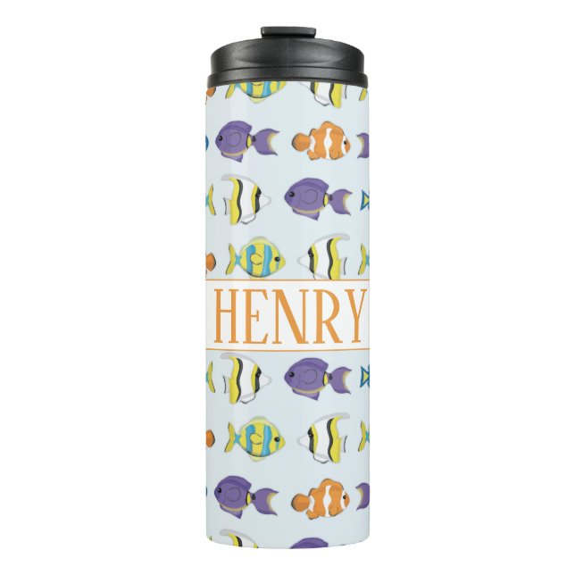 Termo Taza térmica con patrón de peces tropicales (Anverso)