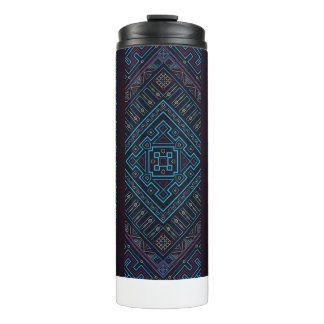 Termo Taza térmica con patrón geométrico tribal azul