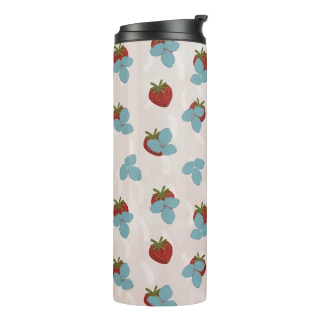 Termo Taza térmica con salpicaduras de fresa (Rotado hacia la izquierda)