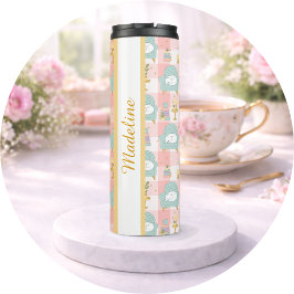 Termo Taza térmica Cozy Cat & Books Rosa menta femenina