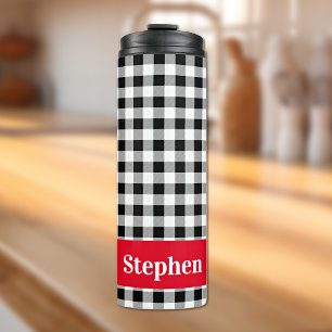Termo Taza térmica de 12oz con diseño de cuadros de búfa