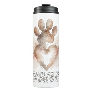 Termo Taza térmica de acuarela con huellas de patas de p