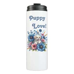 Termo Taza térmica de amor de cachorro dentro de flores