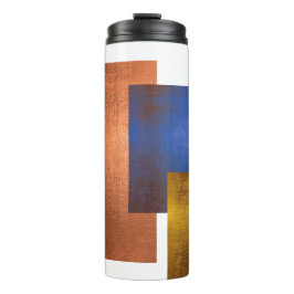Termo Taza térmica de arte moderno marrón azul dorado