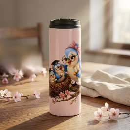 Termo Taza térmica de ave de graduación rosa
