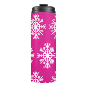 Termo Taza térmica de café copos de nieve rosa brillante
