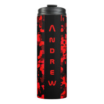 Taza térmica de camuflaje rojo y negro personaliza