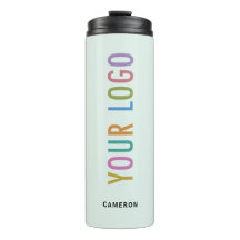 Taza térmica de color verde claro con logotipo com