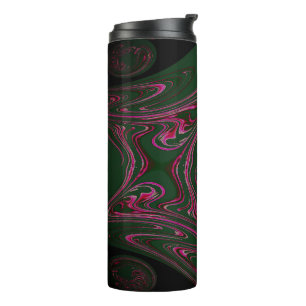 Termo Taza térmica de color verde pino y rosa intenso