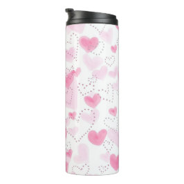 Termo Taza térmica de corazones de acuarela rosa estétic