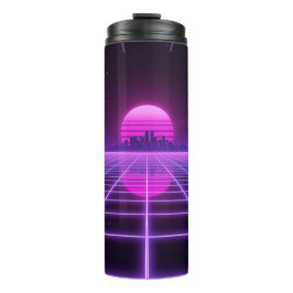 Termo Taza térmica de cuadrícula infinita Retro Neon Syn