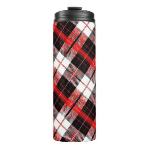 Termo Taza térmica de cuadros escoceses rojos y negros