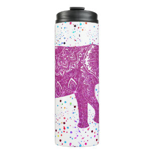 Termo Taza térmica de elefante con brillo rosa