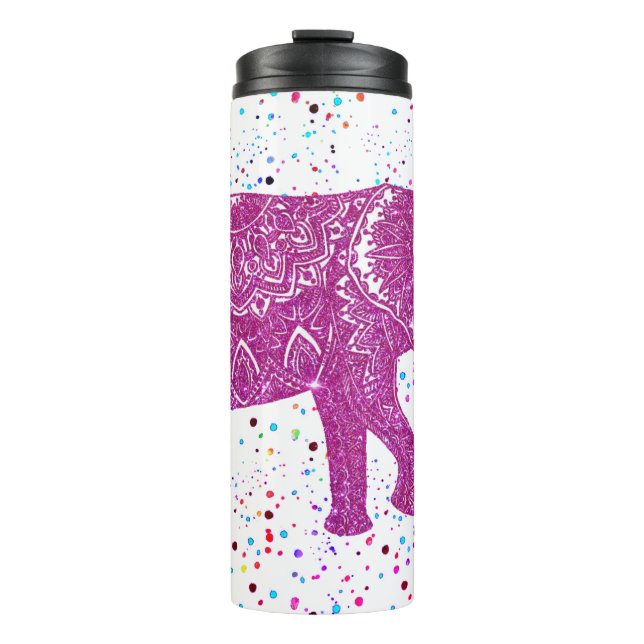 Termo Taza térmica de elefante con brillo rosa (Anverso)