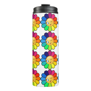 Termo Taza térmica de flor de arcoíris linda