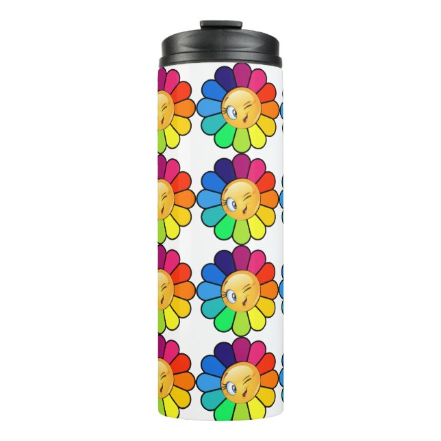 Termo Taza térmica de flor de arcoíris linda (Anverso)
