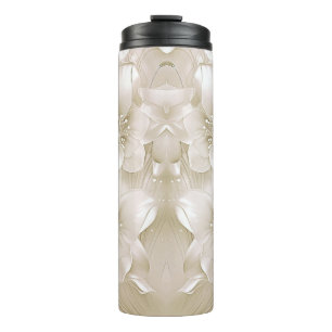 Termo Taza Térmica de Flores Blancas Marfil