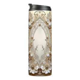 Termo Taza Térmica de Flores Blancas Modernas Perlas