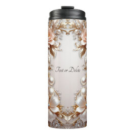 Termo Taza térmica de flores blancas y rosadas suaves
